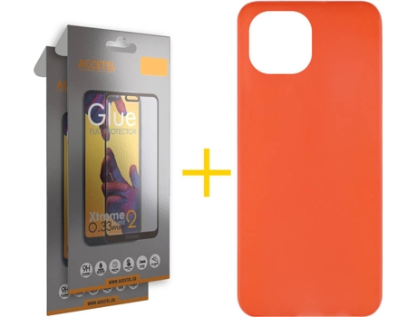 Kit Funda + 2 Protectores de Pantalla Apple iPhone 13 ACCETEL Liso Rojo