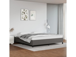 Estructura De Cama Sin Colchón Cuero Sintético Gris 200x200 Cm