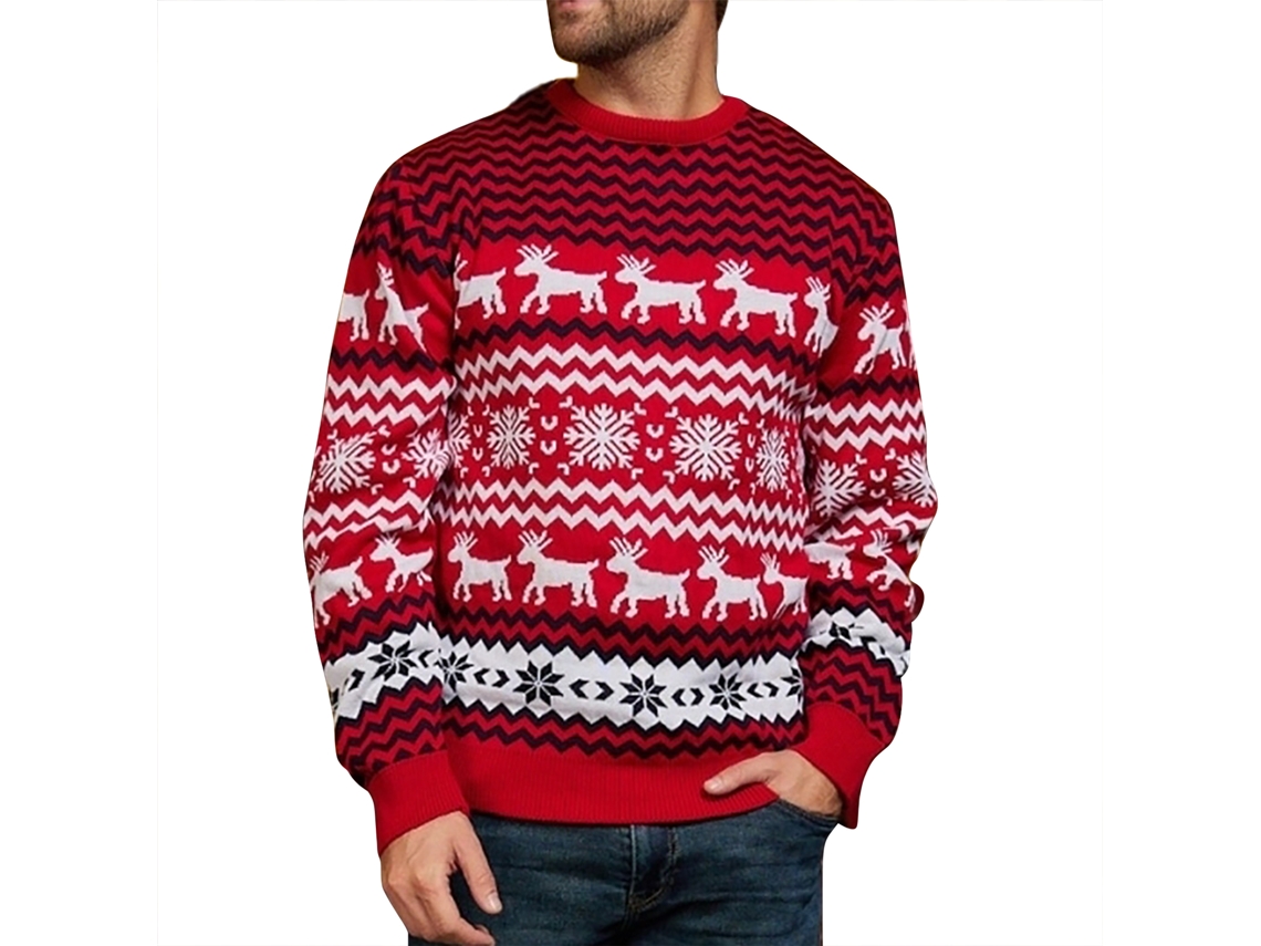 2026altiro-jersey De Navidad Cuello Redondo Manga Larga Suave Casual Fashion Pull-over Para Hombre Talla L Rojo