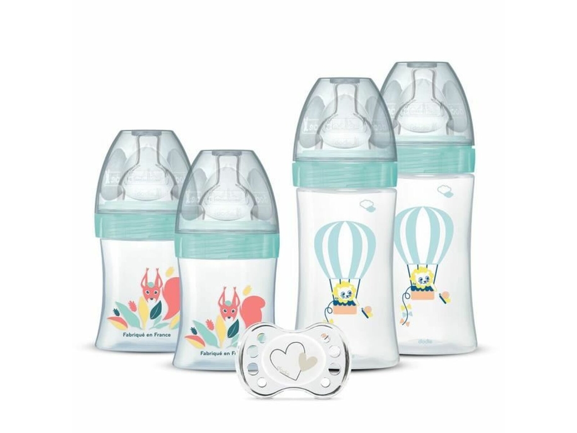 4 Biberones Para Recién Nacidos Con Tetinas Planas Anticólicos (2 De 150 Ml Y 2 De 270 Ml), Además De Un Chupete Para Recién Nac