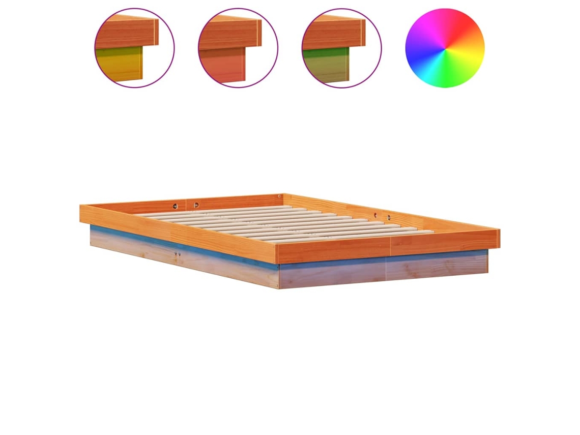 Maison Exclusive - Estructura De Cama Led Madera Maciza Pino Marrón Cera 120x200cm