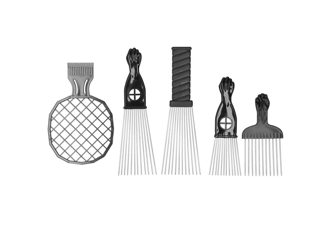 5pcs Peine De Acero Inoxidable Para Pelo Afro African Peine De Giro Conjunto Herramienta De Peinado
