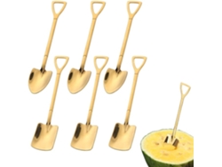 6 cucharas espátula de acero inoxidable - Diseño creativo - Para sandía, leche, café, azúcar, helado (doradas)