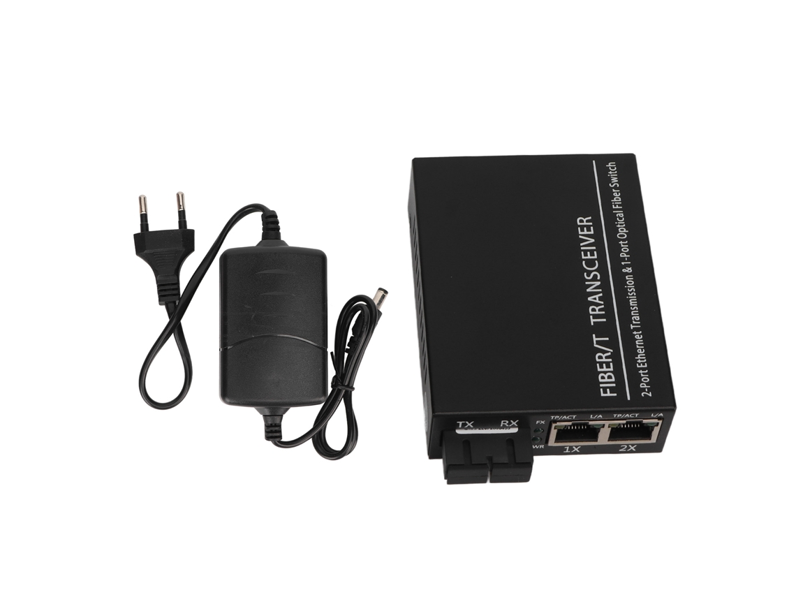 Transceptor De Fibra Tx1310nm Con Puerto Rj45, Doble Fibra Monomodo, 100-240v, Enchufe Europeo.
