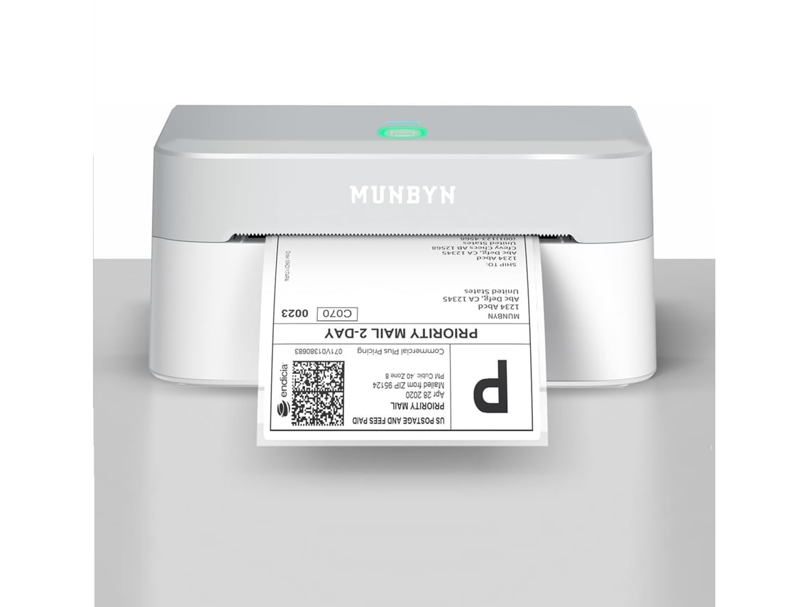 Impresora de etiquetas térmica Bluetooth de 10x15 cm compatible con iOS, Android, Mac, Windows, MUNBYN