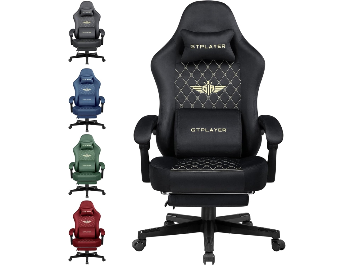 Silla GTPLAYER Gaming de Tela Silla de Oficina Ergonómica Silla para PC, Capacidad de Carga de 150 Kg,Negro