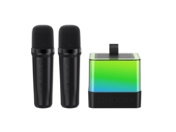 Mini máquina de karaoke para niños y adultos. Altavoz de karaoke Bluetooth portátil con 2 micrófonos inalámbricos y luces RGB. Yizhood