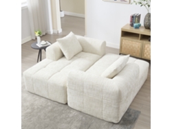 Sofá Chaise Longue Confortable Sofá Suave Con Cojines, Bolsillos Laterales Para Control Y Teléfono, Diseño Elegante Y Sofisticado Beige Mobrio