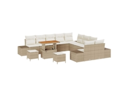Maison Exclusive - Juego de sofás de jardín de ratán sintético beige de 13 piezas