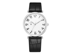 Reloj De Pulsera De Cuarzo Informal Y Moderno Con Correa De Cuero Sintético Y Esfera Blanca Grande.