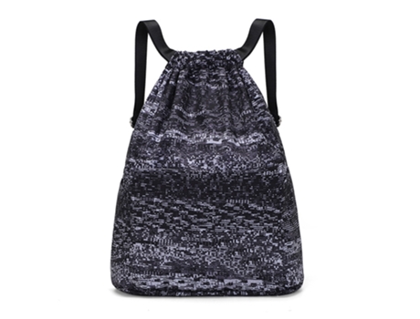 Mochila con cordón, bolsa de gimnasio, mochila con cordón, bolsas (cuadrícula blanca y negra)