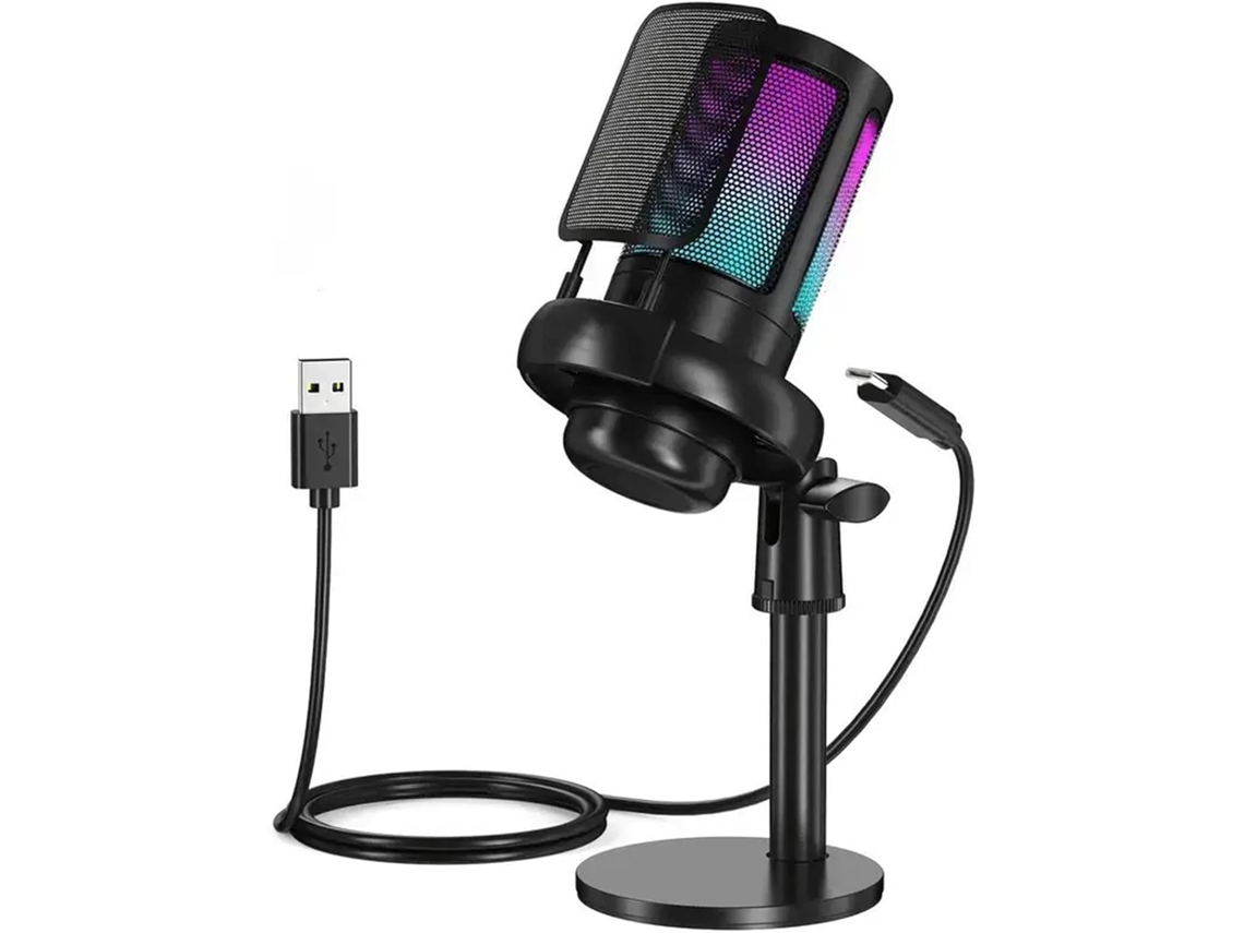 Micrófono Usb Compacto Con Pantalla Retroiluminada Integrada, Sonido Durante Reuniones, Juegos Y