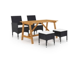 Juego de comedor de jardín de 5 piezas DKD Home Decor en negro