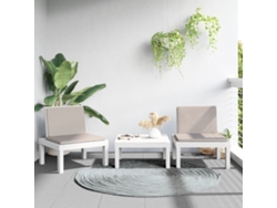 Conjunto de 3 piezas de muebles de jardín con cojines de PP blancos, Dkd Home Decor