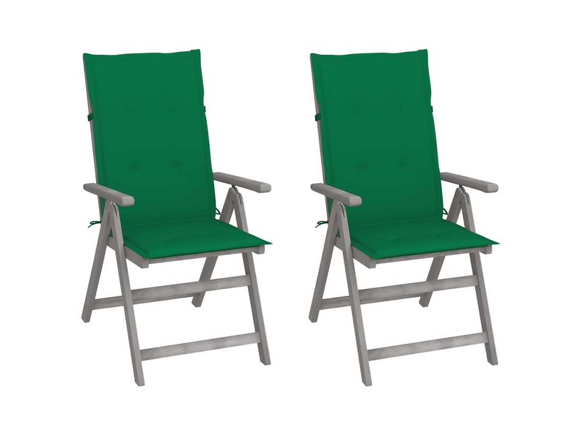 Sillas de jardín reclinables de 2 piezas con cojines DKD Home Decor, acacia maciza