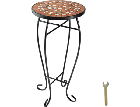 Mesa de Jardín TECTAKE Mosaico (Negro - Acero - 30x30x61.5 cm)