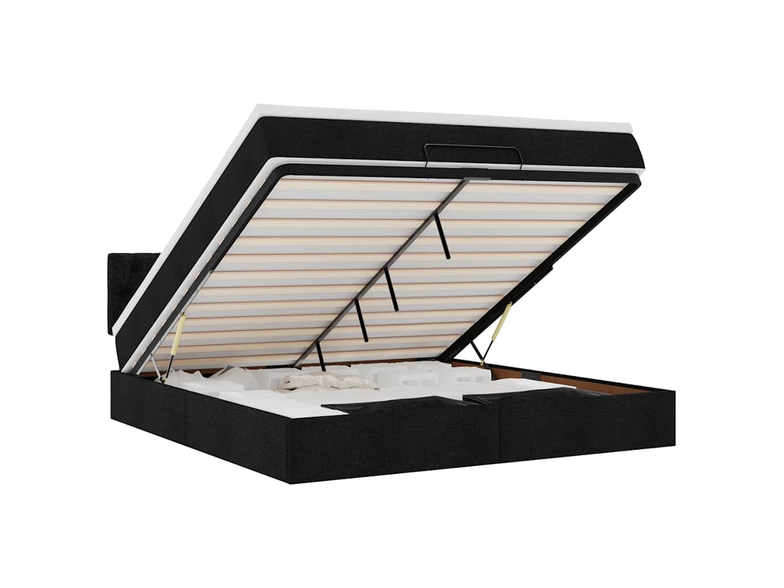 Maison Exclusive - Estructura De Cama Otomana Con Colchón Tela Negra 160x200 Cm