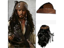 2026-peluca Y Gorra De Capitán Pirata Jack Sparrow Para Adultos Hombre Accesorios De Halloween De Piratas Del Caribe