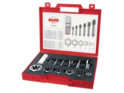 RUKO-245059-Juego de machos HSS de reparación para roscas de tuberías cilíndricas saniatrias rectificados (13 piezas)