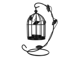 Portavelas Colgante Decorativo De Hierro Negro Con Diseño De Jaula Para Pájaros Para El Hogar.