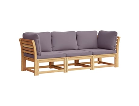 Conjunto 3 de muebles para jardín VIDAXL con cojines madera acacia