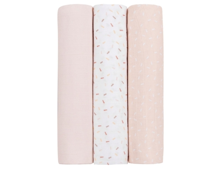Set Pañal Muselina 3uds 100X100Cm Confeti Rosa KIKKA BOO