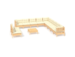 Maison Exclusive - Muebles De Jardín 12 Piezas Cojines Madera Maciza De Pino
