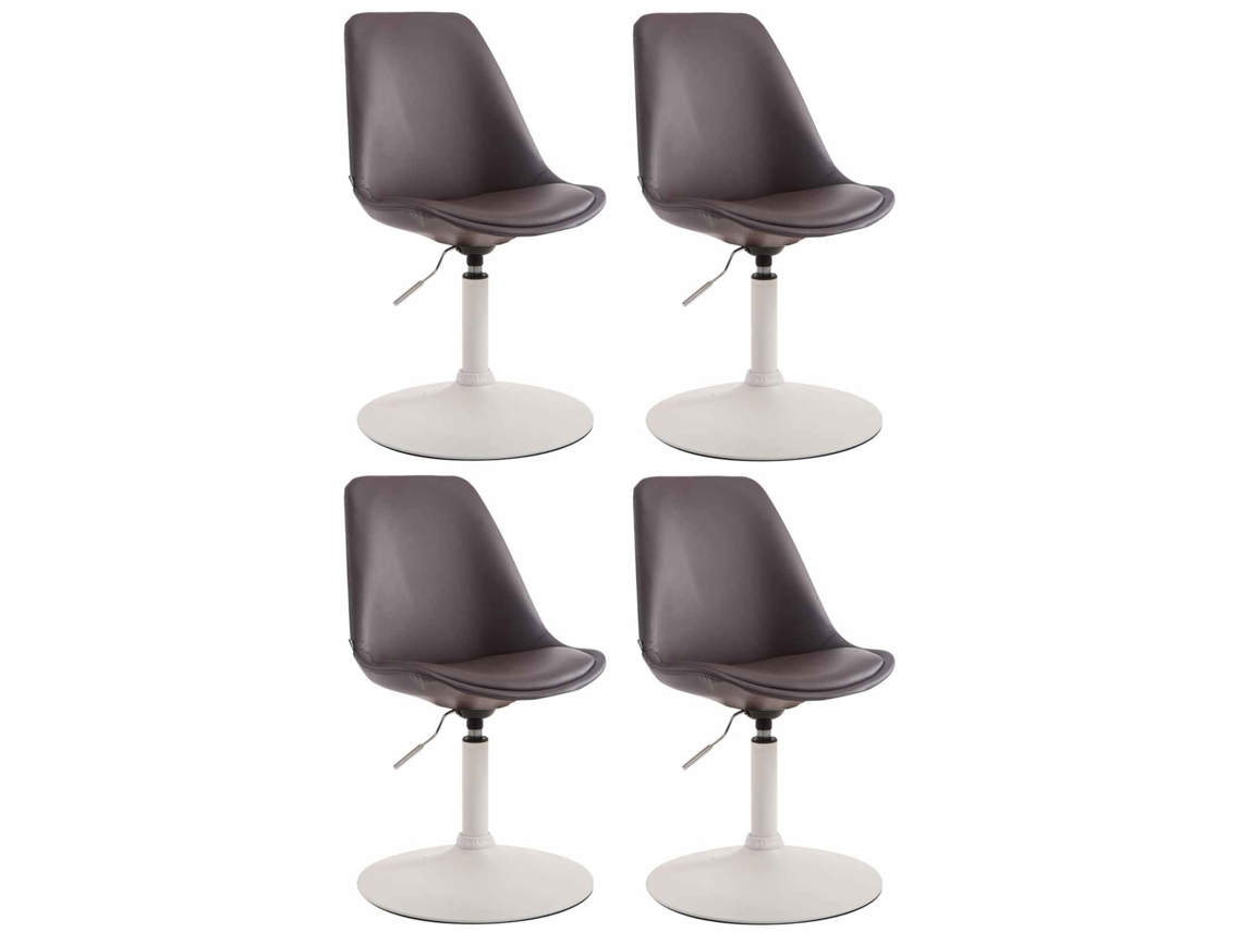 Juego de 4 sillas de comedor Maverick de piel sintética CLP marrón/blanco