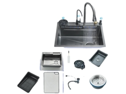 Fregadero de cocina de acero inoxidable con pantalla digital inteligente, 60 x 45 M1 OEM