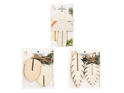 Paquete de adornos navideños de madera - 3 bellotas + 3 piñas de pino + 2 setas