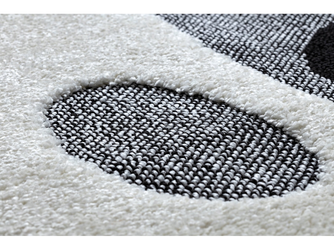 Alfombra Infantil Moderna Joy Teddy Oso, Para Niños - Estructura Dos Niveles de Vellón Crema / Negro (160 x 220 cm)
