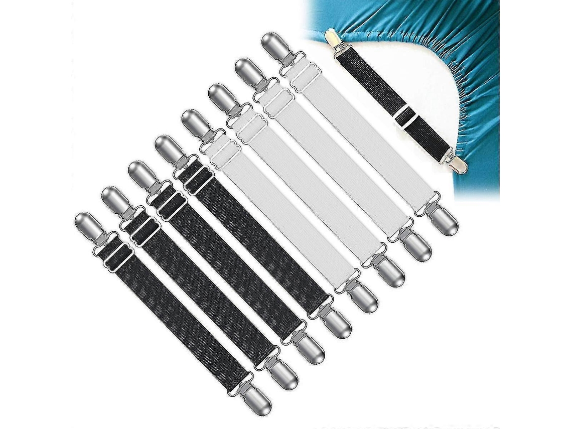 Rebe-tensores De Hoja De Cama Ajustables 8 Piezas Con Clip Metal Y Elástico Para Mantener Hojas Sucias Y Cómodas