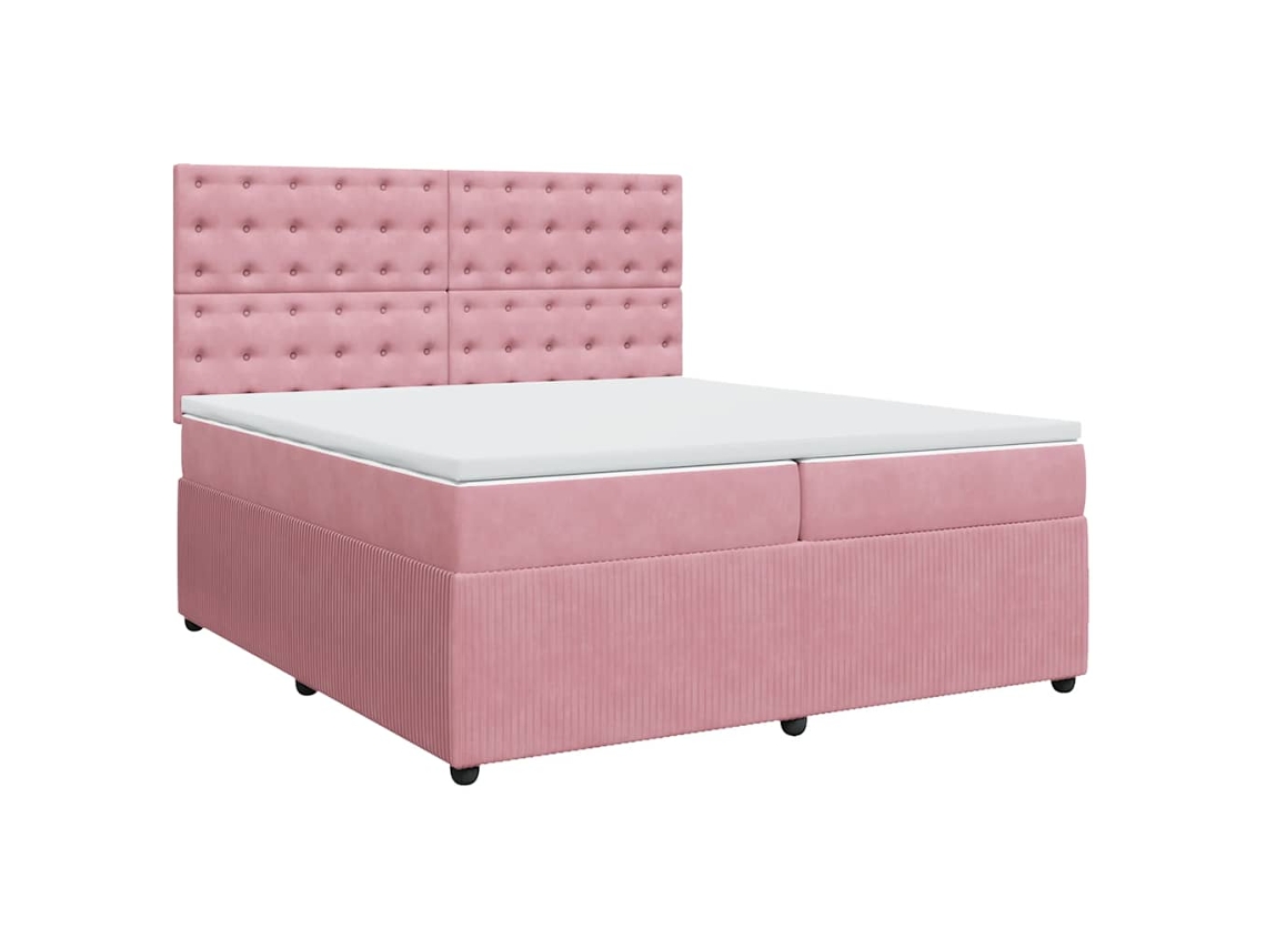 Maison Exclusive - Cama Box Spring Con Colchón Terciopelo Rosa 200x200 Cm