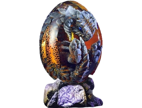 Adornos de huevo de dragón de lava, huevo de dragón de resina transparente de cristal, recuerdo de dragón de bolsillo de fuego hecho a mano para ad...
