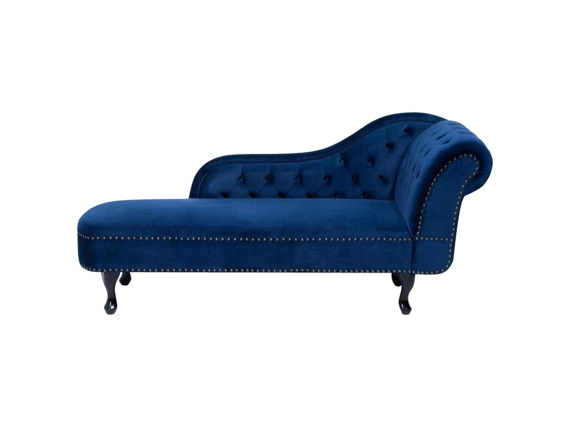 Chaise longue derecho BELIANI Nimes de Terciopelo Azul 169x61x79
