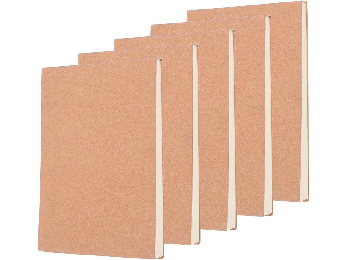Juego de 5 libretas pequeñas de bolsillo en blanco, impresas en papel Kraft grueso, con 100 hojas cada una. SFUSHOS