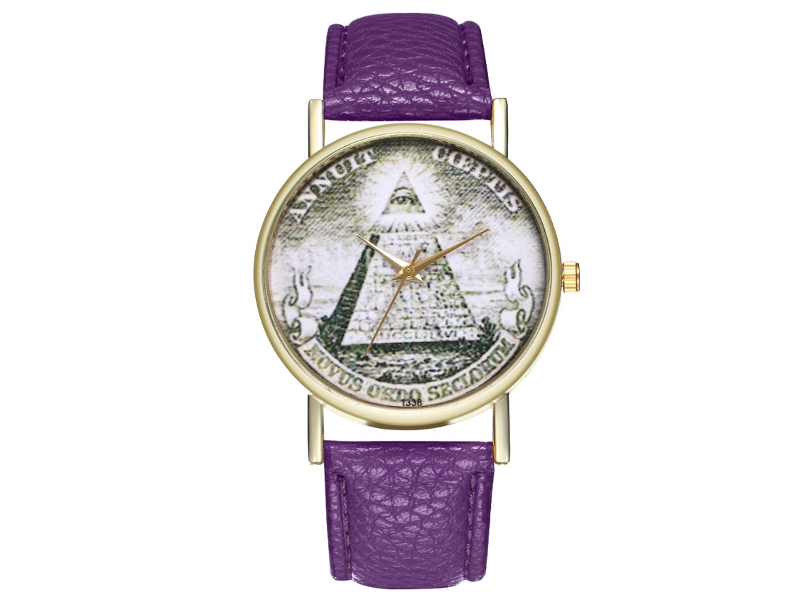 Reloj De Pulsera De Moda Para Mujer Con Movimiento De Cuarzo Y Correa De Cuero Morado.