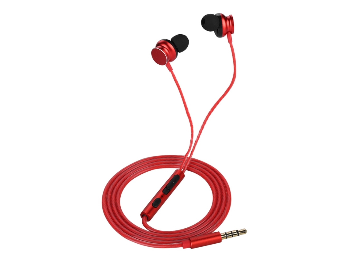 Auriculares Intrauditivos Con Cable De Metal, Micrófono Y Sonido Estéreo Envolvente, Color Rojo