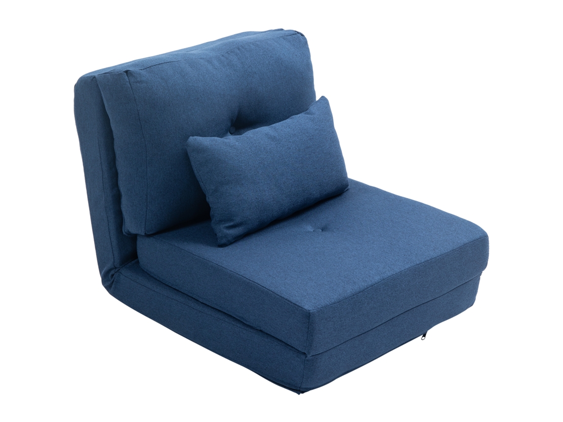 Sofá Cama/sillón Convertible, 1 Plaza Con 1 Cojín Y Respaldo Ajustable, Azul Oscuro.