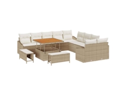Maison Exclusive - Juego de sofás de jardín de ratán sintético beige de 13 piezas