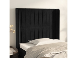 Cabecero Con Orejas De Terciopelo Negro 93x16x118/128 Cm