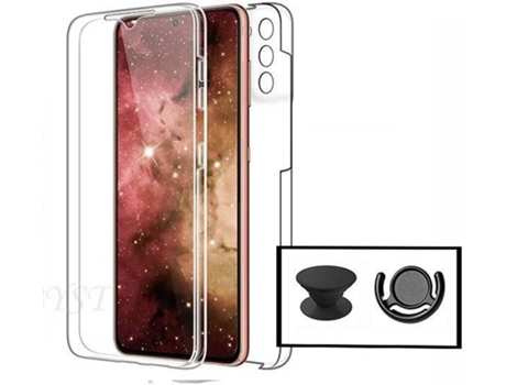 Carcasa + GripHolder + Soporte Samsung Galaxy A72 5G PHONECARE 360° Impact Protection Transparente, Negro