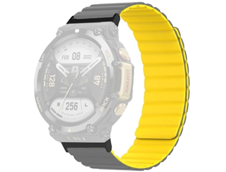 Correa de Silicona ajustable bicolor magnética para Huami Amazfit T-Rex 2 - gris/amarillo