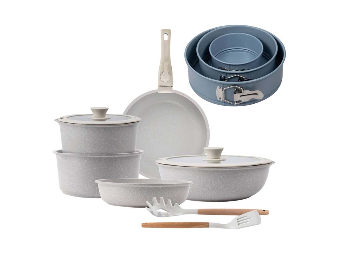 Batería De Cocina,ø18ø20ø26 Cm, De Aluminio Fundido Click&cook  San Ignacio (10 Piezas) Con Set 3 Moldes