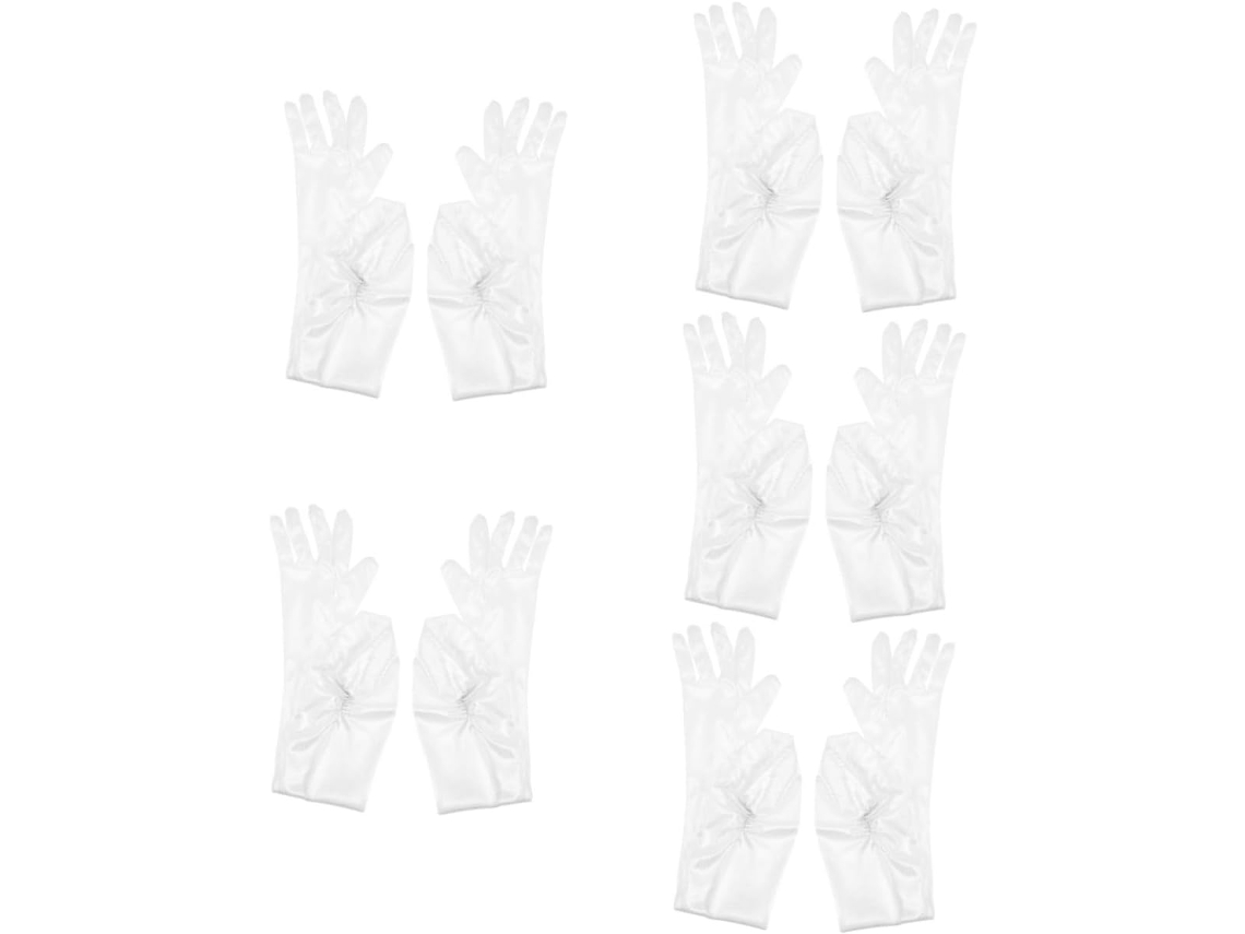 Velo Blanco De Seda Transparente Sin Dedos Para Mujer Con Pedrería, Guantes De Novia