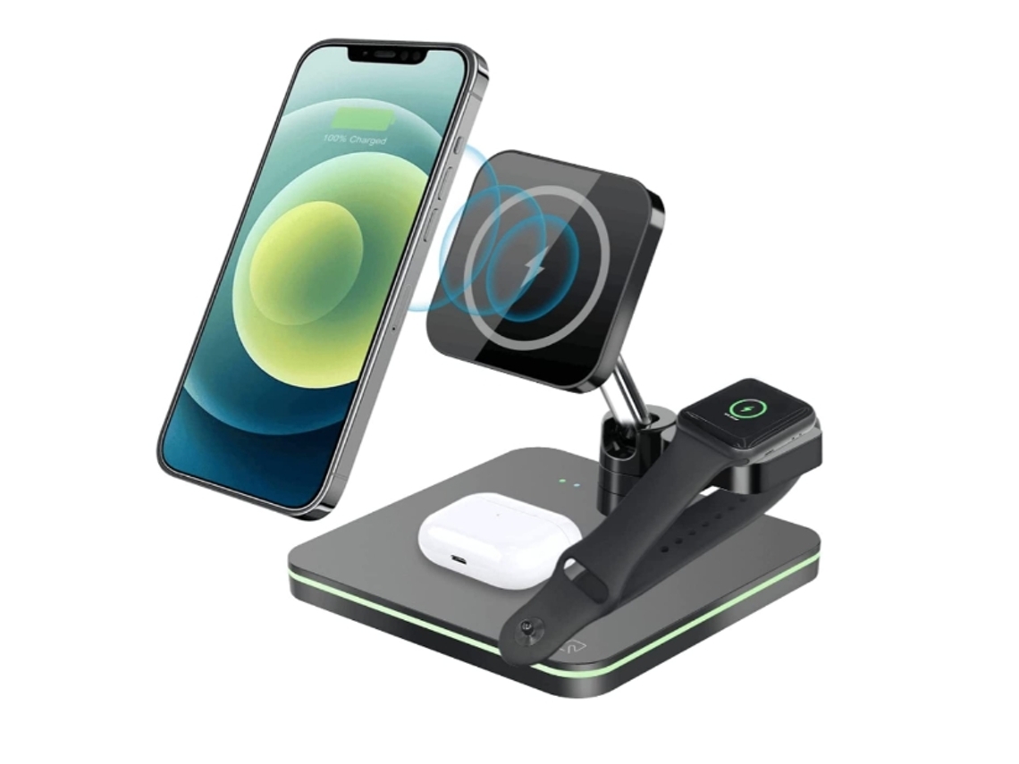 Cargador Inalámbrico Soporte Magnético Para Cargador Inalámbrico 3 En 1 De 15 W Estación De Carga Rápida Y Segura Para Iphone 13/12 12 Pro Yemaesre