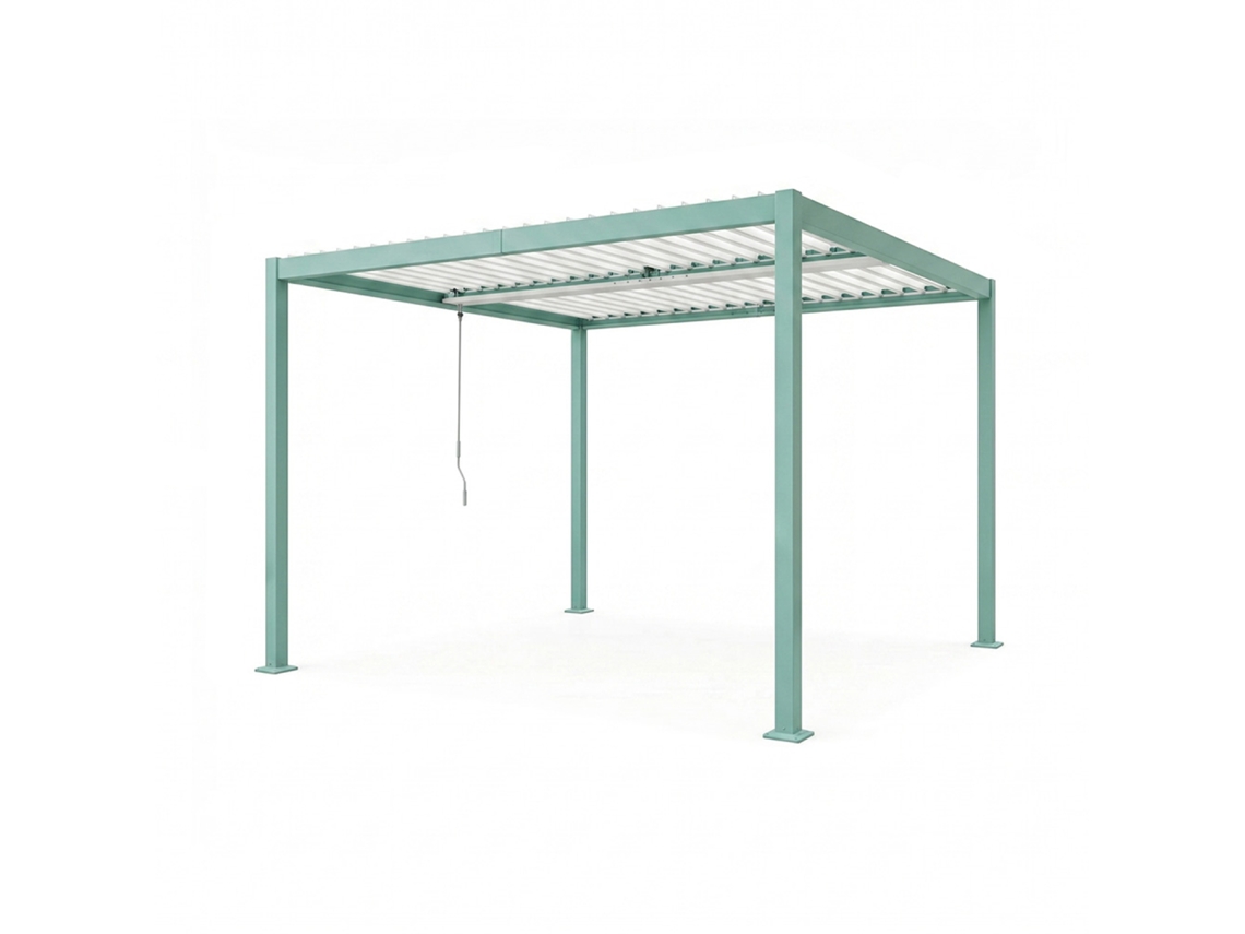 Rhodes Pérgola Bioclimática Con Estructura Y Lamas Orientables De Aluminio Verde, 3x3 M