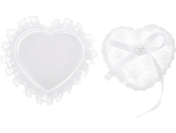 Delicada Anillos Forma Corazón Encaje Blanco Hecha Plástico Compromisos Otras Ocasiones Especiales Caja Tela