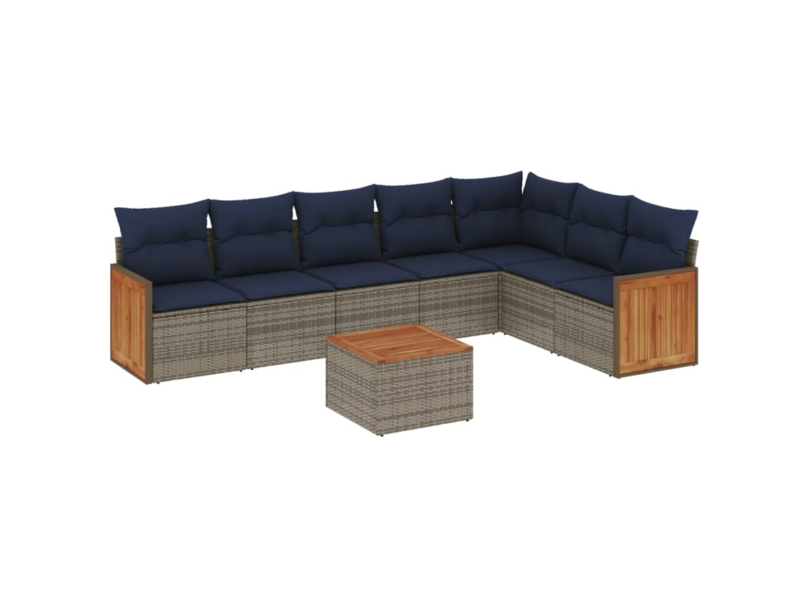 Maison Exclusive - Conjunto De Sofá De Jardín De 8 Piezas Con Cojines, Poliratán Gris
