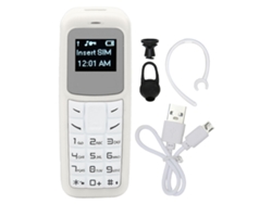 Mini teléfono móvil 2026 con auriculares Bluetooth, compatible con SIM, 0,66 pulgadas, blanco.